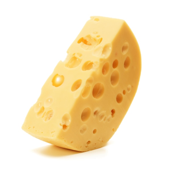 Bloque de queso aislado sobre fondo blanco recorte