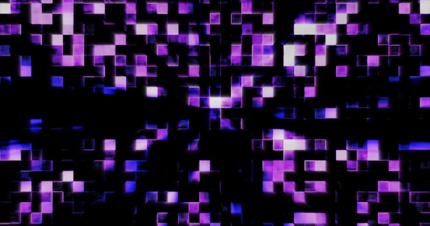 Bloques brillantes de energía púrpura cuadrados futuristas digitales fondo brillante de computadora