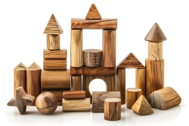 Bloques de construcción de madera coloridos para el juego creativo y el aprendizaje