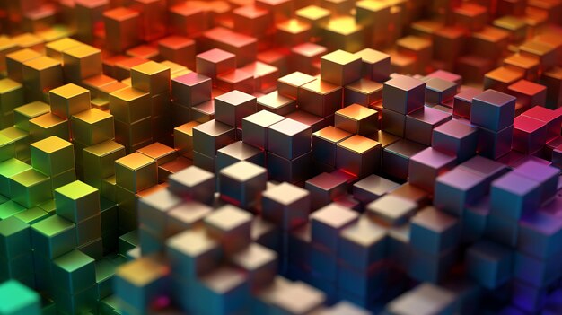 Bloques y cubo abstracto arco iris fondo Generativo Ai