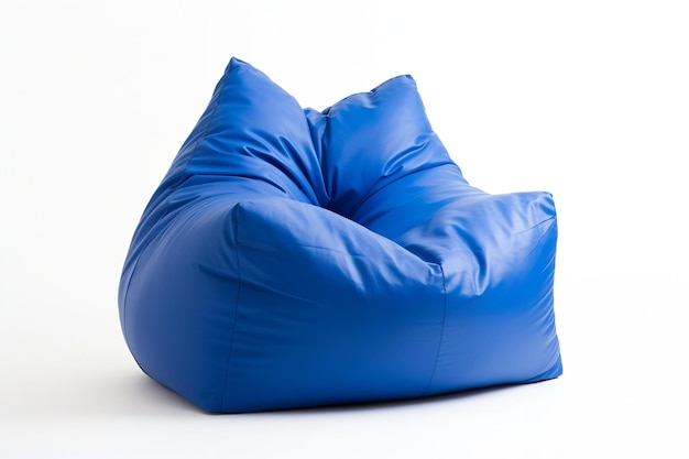 Blue Beanbag Vorderansicht auf weißem Hintergrund Generative KI