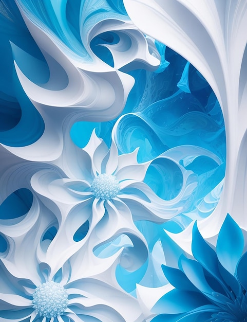 Blue Horizon Infusion Uma interação 3D dinâmica de branco e azul tranquilo em um fundo cativante