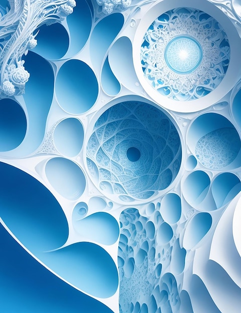 Blue Horizon Infusion Uma interação dinâmica em 3D de branco e azul tranquilo em um fundo cativante