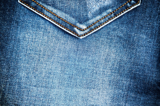 Blue jeans stoff textur mit tasche für hintergrund und muster