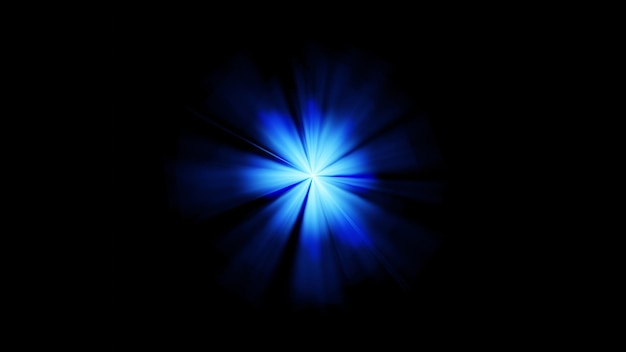 Blue Light Rays Glow Lichteffekt Star Burst isoliert auf schwarzer 3D-Illustration