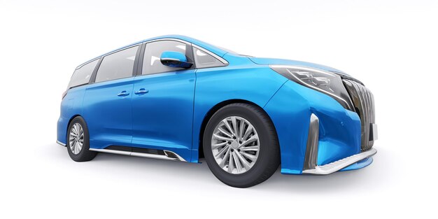 Blue Minivan Familienstadtauto Premium Business Car 3D-Darstellung