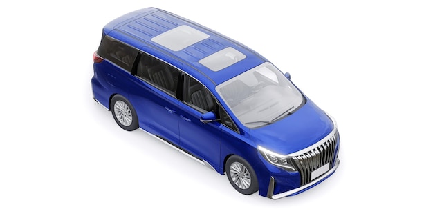 Foto blue minivan family city car premium business car 3d ilustración