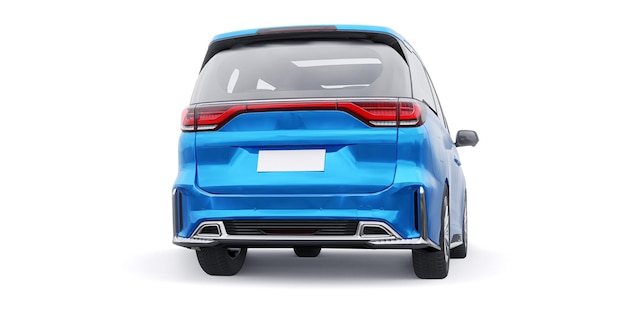 Blue Minivan family city car Premium Business Car 3D ilustración