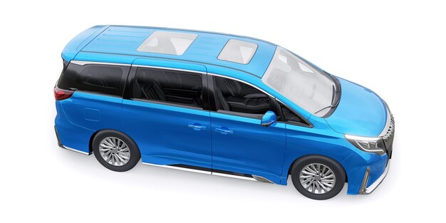Blue Minivan family city car Premium Business Car 3D ilustración