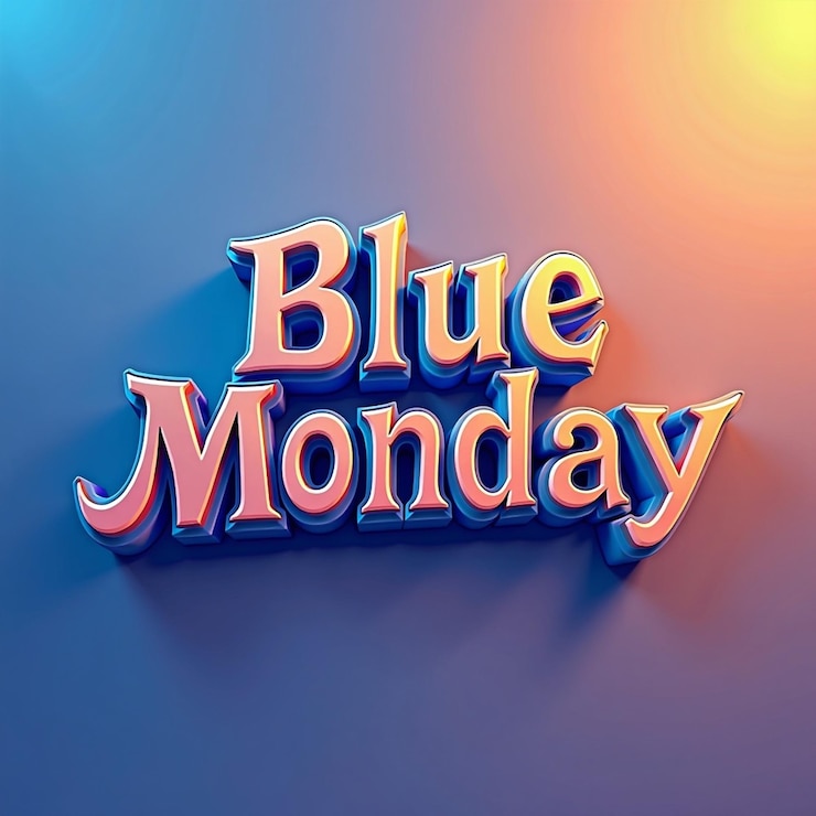 Foto blue monday mood tipografía con letras a mano