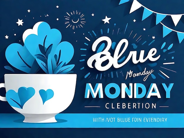 Blue Monday Vector Graphic für lebhafte Feierlichkeiten Flat Design Inspiration