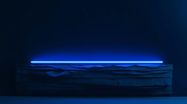 Blue neon light above dark textured surface abstract background