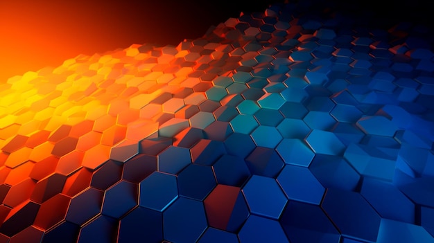 Blue orange Gradient Digital Polygons A Network Grid Fusion Hintergrundwandpapier Generativer KI-Illustrator