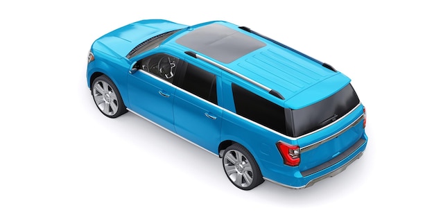 Blue Premium Family SUV aislado sobre fondo blanco 3D rendering