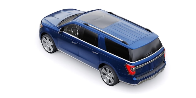 Blue Premium Family SUV aislado sobre fondo blanco 3D rendering