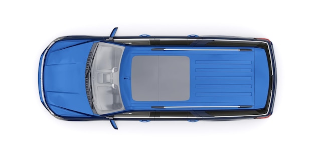 Blue Premium Family SUV aislado sobre fondo blanco 3D rendering