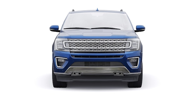 Blue Premium Family SUV aislado sobre fondo blanco 3D rendering