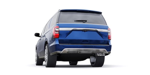 Blue Premium Family SUV aislado sobre fondo blanco 3D rendering