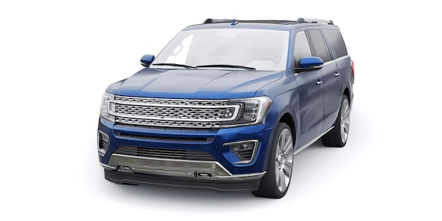 Blue Premium Family SUV aislado sobre fondo blanco 3D rendering