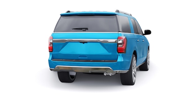 Blue Premium Family SUV isoliert auf weißem Hintergrund 3D-Rendering