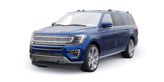 Blue Premium Family SUV isoliert auf weißem Hintergrund 3D-Rendering