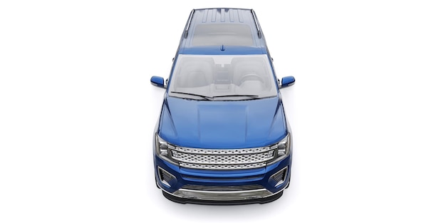 Blue Premium Family SUV isoliert auf weißem Hintergrund 3D-Rendering