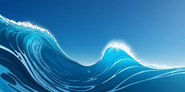 Blue sea wave 3d render ilustração com espaço de cópia para texto