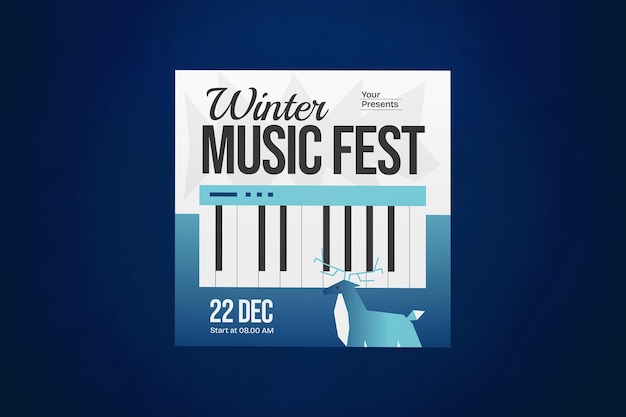 Blue Utilitarian Winter Music Post nas redes sociais