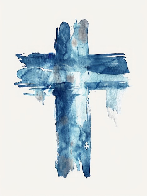 Blue Watercolor Cross Inspired Design Inteligência Artificial Gerativa