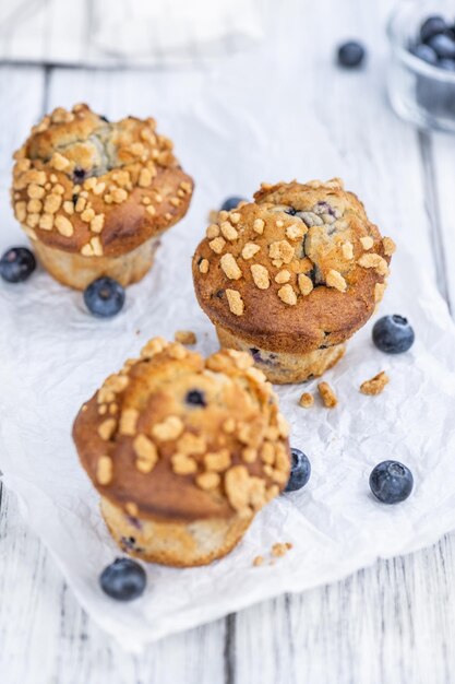 Blueberry Muffins selektiver Fokus detaillierte Nahaufnahme erschossen