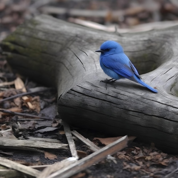 Bluebird auf einem Baumstamm im Wald Tierszene aus der Natur