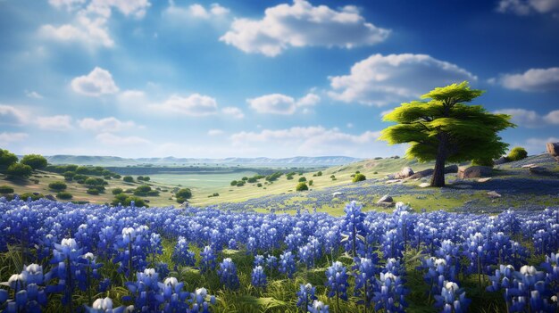 Foto bluebonnets-feld