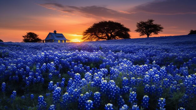 Foto bluebonnets-feld