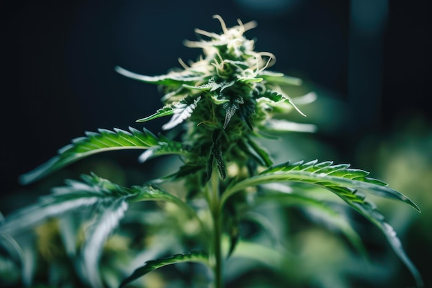 Blühende grüne Autoflower-Pflanze Cannabispflanze Generative AI