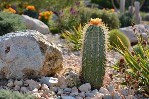 Blühende Kaktus in der Gartenlandschaft der Rocky Desert