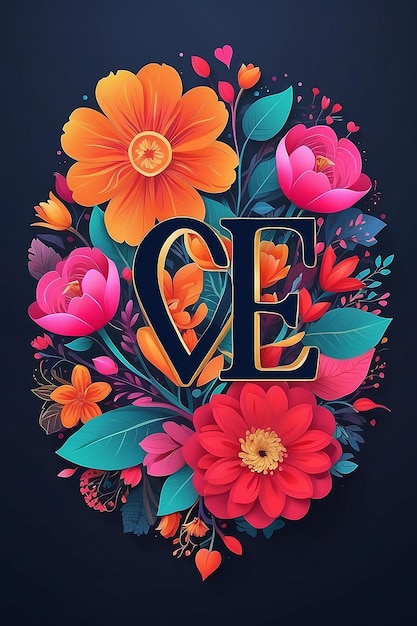 Blühende Liebe Ein fesselndes Valentinstagsposter mit lebendigen Blumen und eleganter Typographie Generatives KI-Design