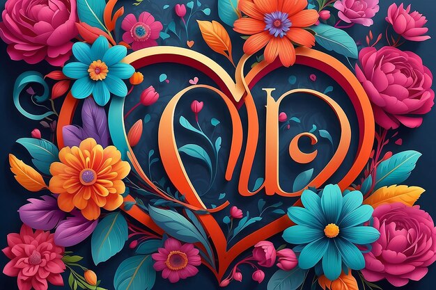 Foto blühende liebe, lebendige blumen und elegante typografie in einem fesselnden valentinstagsposter, generative ki-kunst