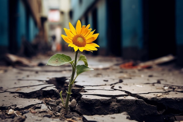 Blühende Resilienz-Sonnenblume wächst durch generative KI