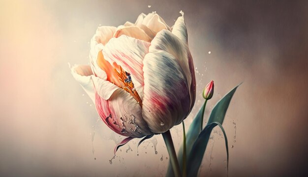 Blühende Schönheits-Aquarell-Malerei der Tulpen-Blume