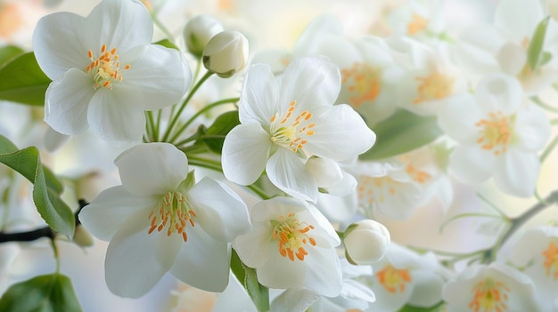 Blühende weiße Blüten mit Knospen