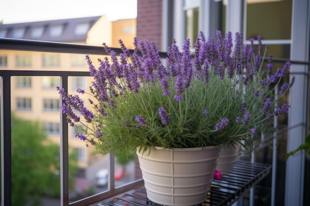 Blühender Lavendel auf einem Balkon