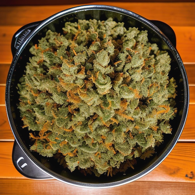 Blühendes Cannabis, das bereit ist, zur Extraktion in verschiedene Produkte, medizinische und Lebensmittel oder Getränke, sogar zur Unterhaltung, verwendet zu werden