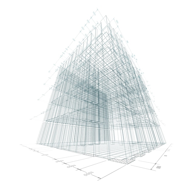 Blueprint-Projektkonstruktion 3D-Rendering