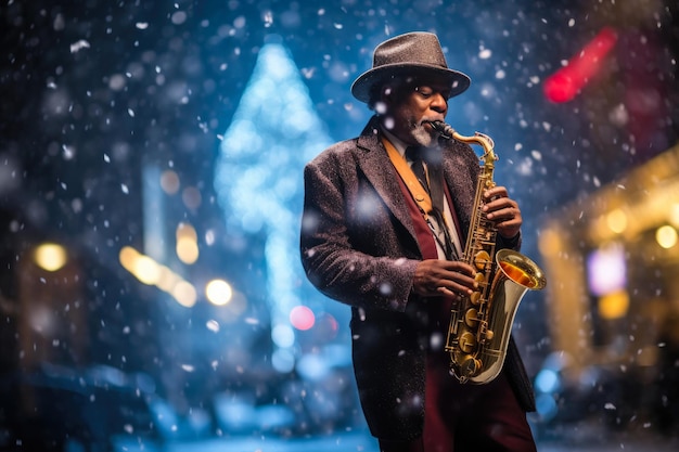 Foto blues de natal um passeio elegante