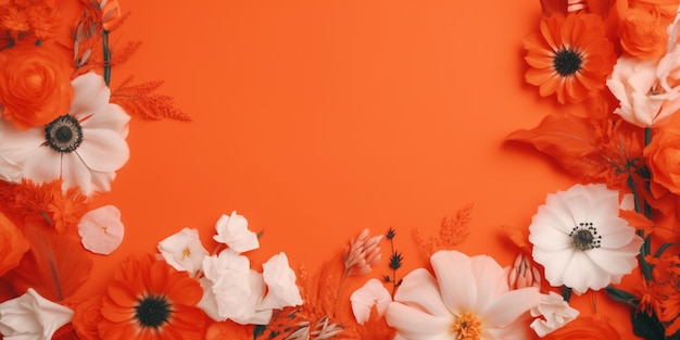 Blüten in orangeweiß und orangefarbenen Blüten auf orangefarbenem Hintergrund