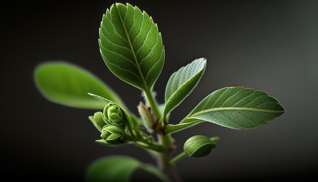 Blüten und zartgrüne Blätter von Pflanzen