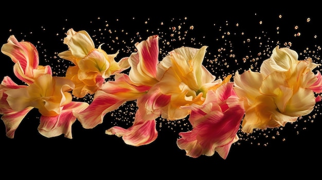 Blütenblätter in Bewegung, die ein Gefühl der Bewegung und Eleganz erfassen, generiert von KI