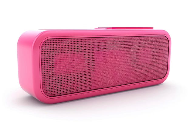 Bluetooth de alto-falante portátil rosa isolado em um fundo branco