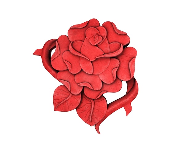 Blume Rosenknospen Set isoliert auf weißem Hintergrund Rosen 3D-Render