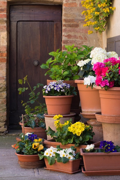 Blumen an der auf einer alten italienischen Straße